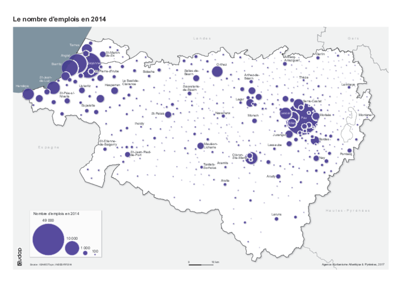 Nombre d'emplois en 2014 