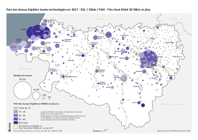 Locaux éligibles THD 30Mb/s en 2017 