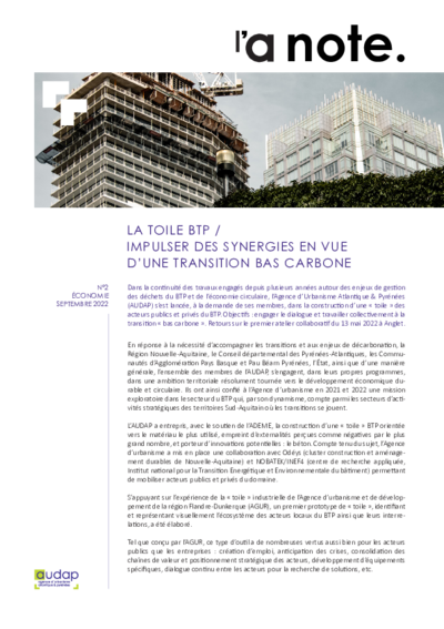 L'a Note #2 - La toile BTP / Impulser des synergies en vue d'une transition bas carbone 